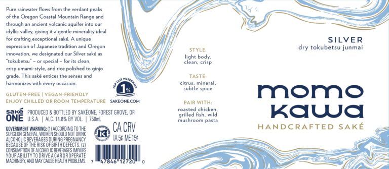 Momokawa Silver 750ml Label