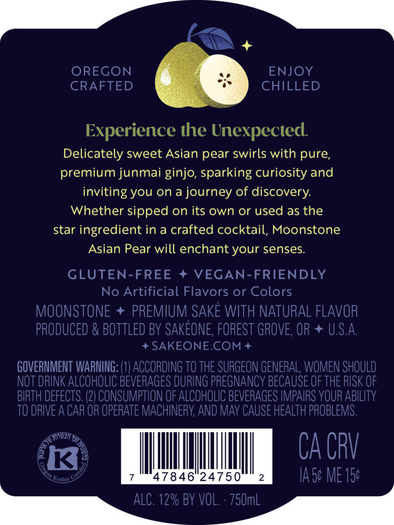 Moonstone Asian Pear Label – back