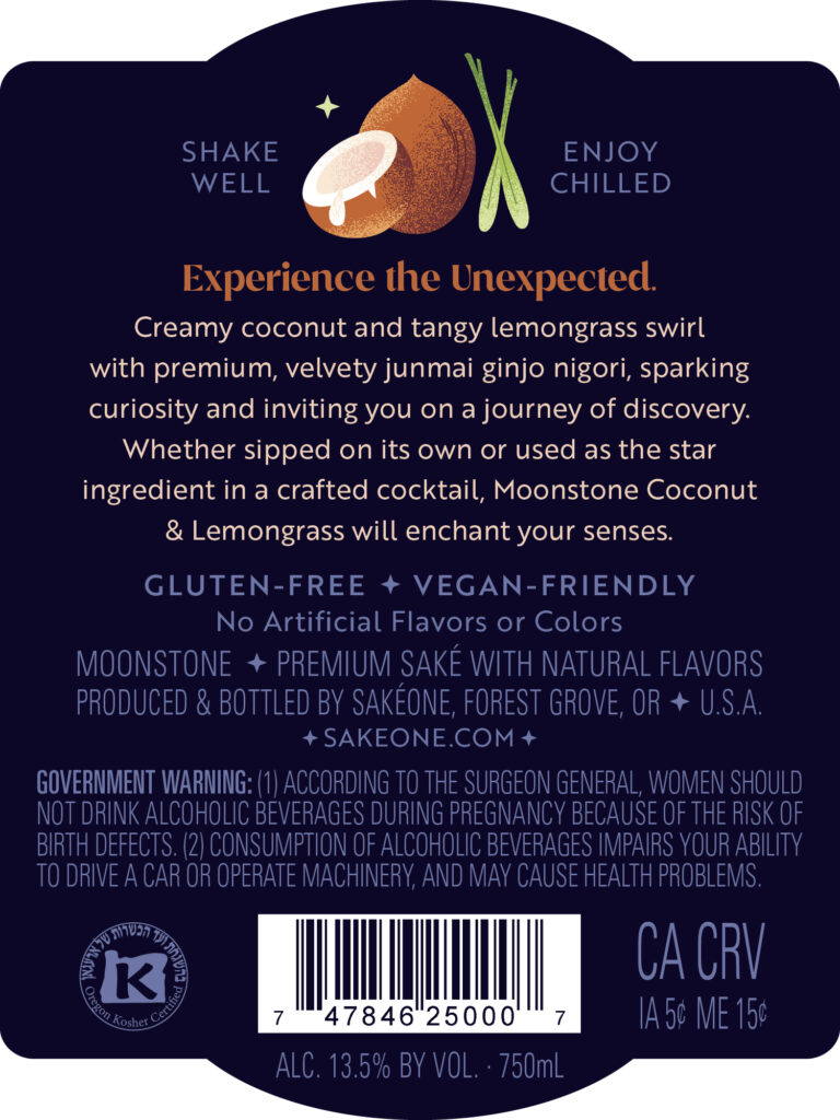 Moonstone Coconut & Lemongrass Label – back