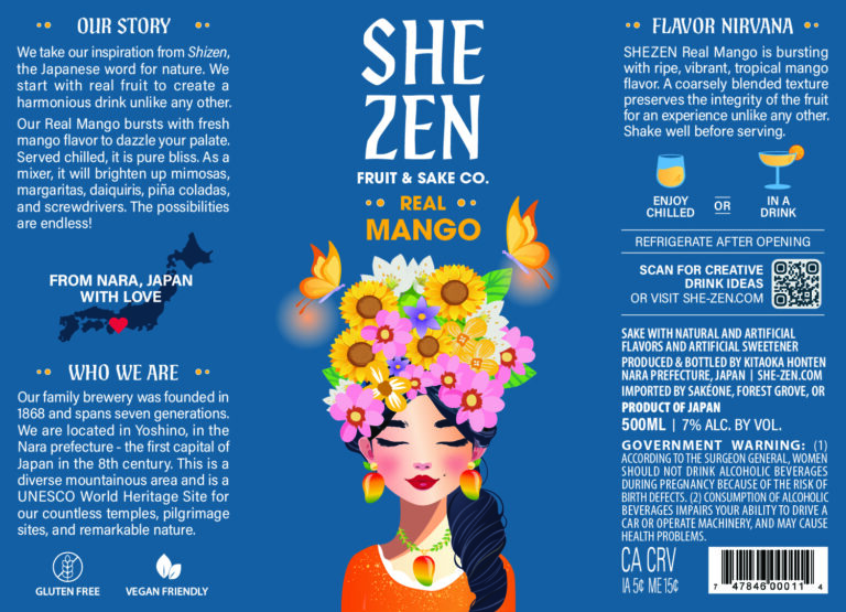 SHEZEN Real Mango Bottle Label