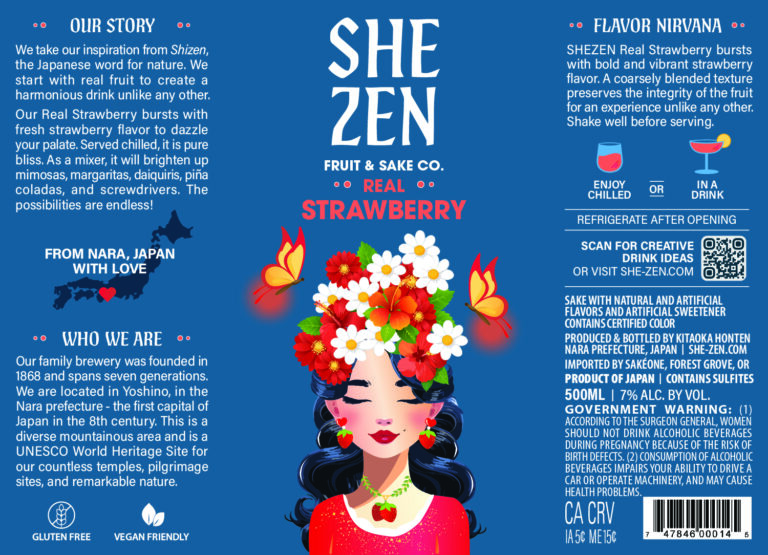 SHEZEN Real Strawberry Bottle Label