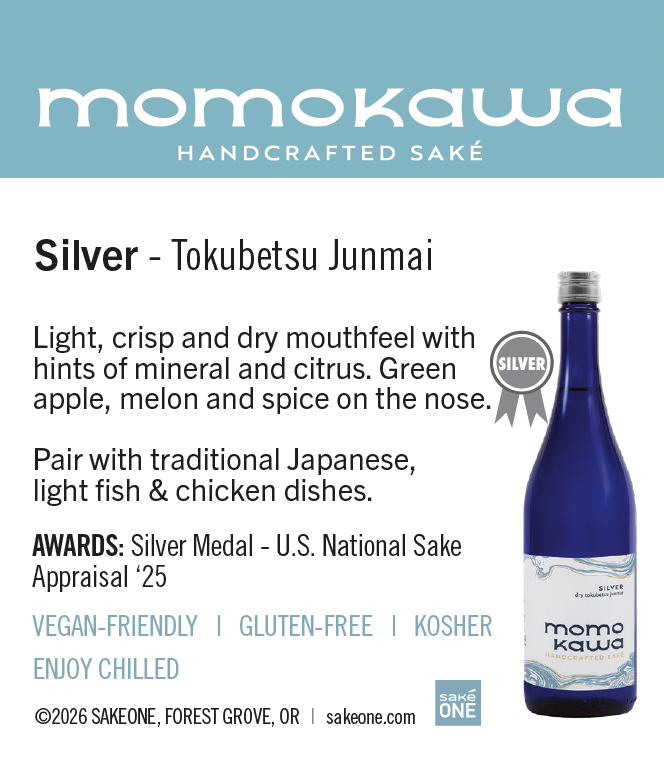 Momokawa Silver Shelf Talker