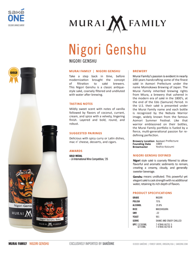 Murai Family Nigori Genshu Tech Sheet