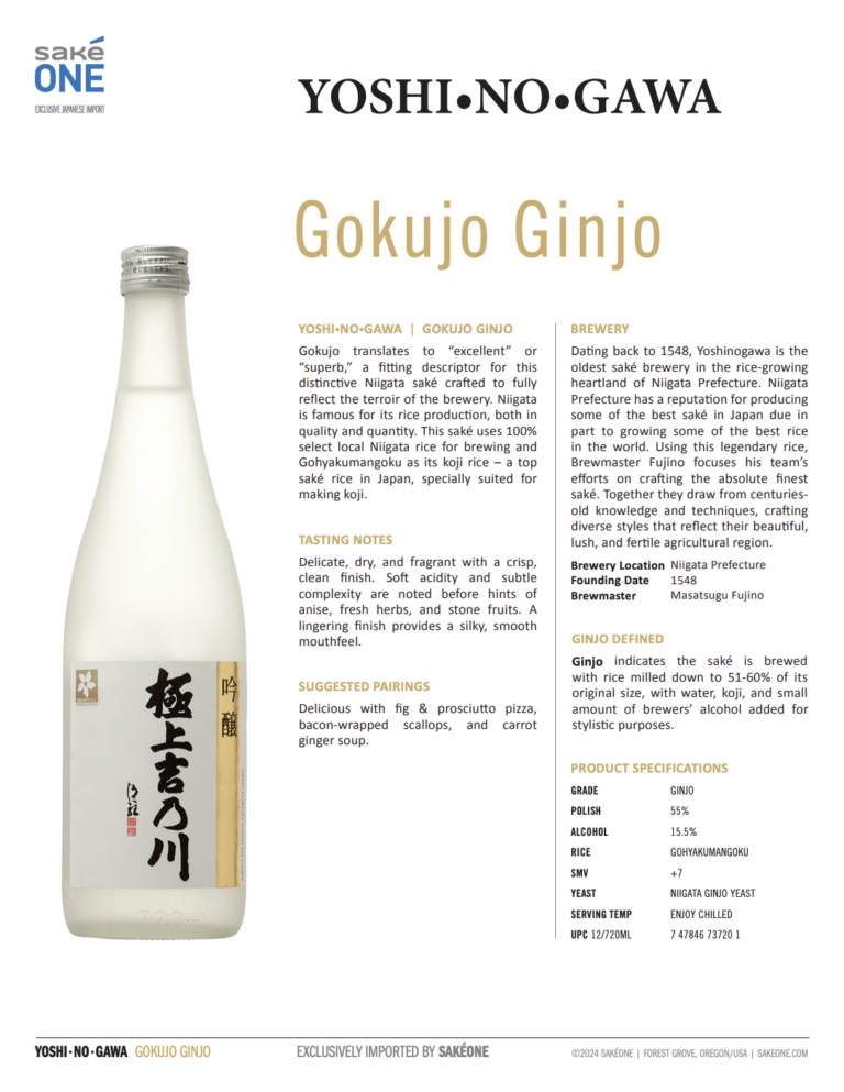 Yoshinogawa Gokujo Ginjo Tech Sheet